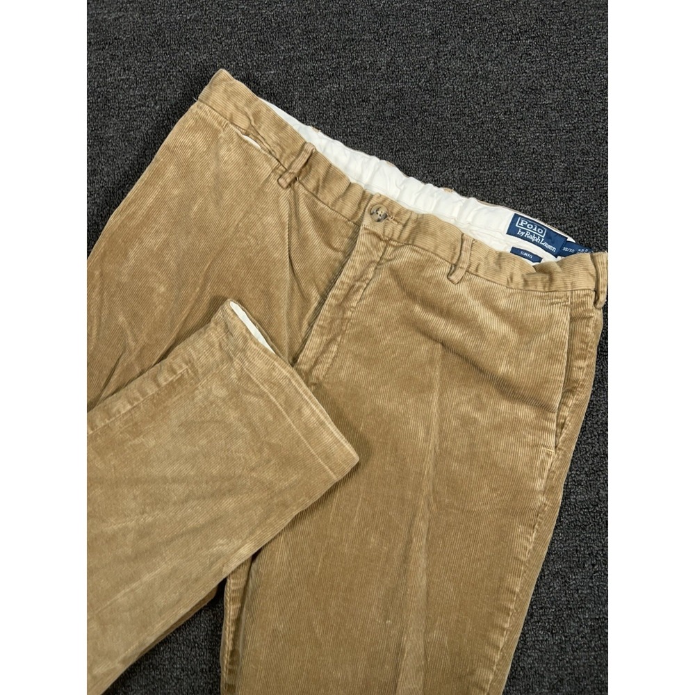 Polo Ralph Lauren Corduroy Pants Men's 38x30 (Fits 36x25) Beige Slim Fit Preppy